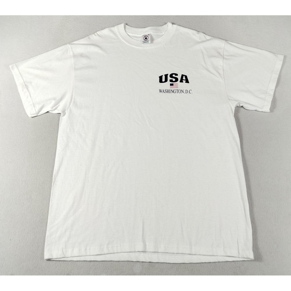 Vintage Delta‎ USA Washington DC Shirt Mens XL White American Flag Souvenir 90s